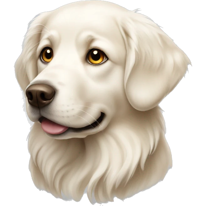 White golden retriever with brown eyes emoji
