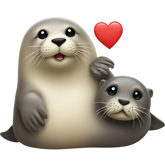 seal and otter with hearts emoji