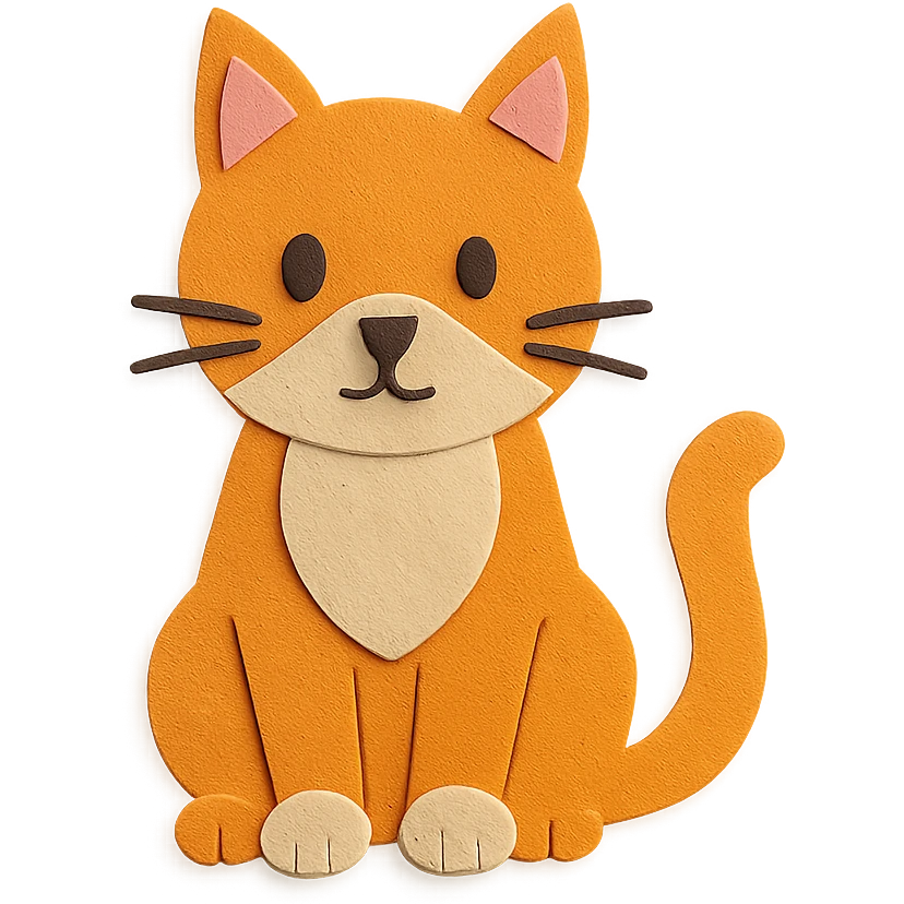cat sitting with simple background in paper-craft style emoji