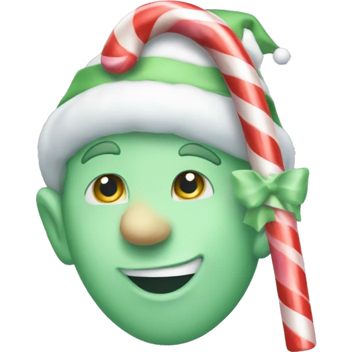 Pastel Christmas elf candy cane emoji