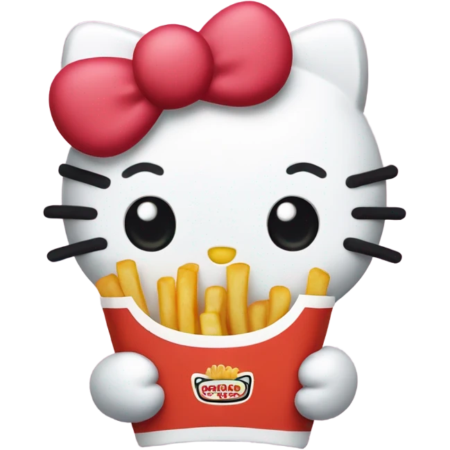 hello kitty holding french fries emoji
