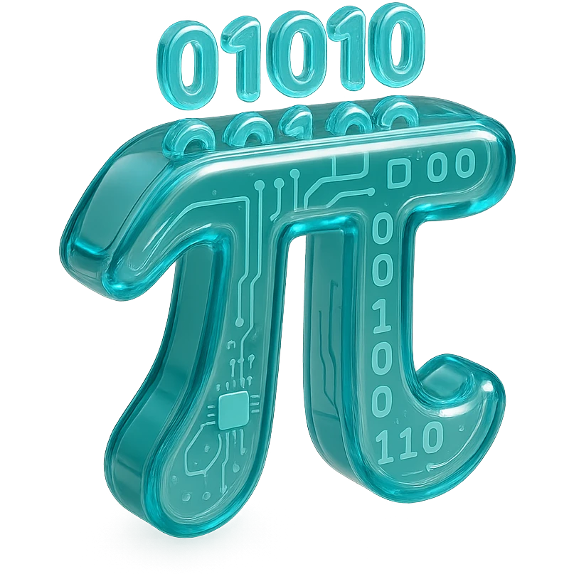  combine the π (pi) math symbol, binary code emerging from it. emoji