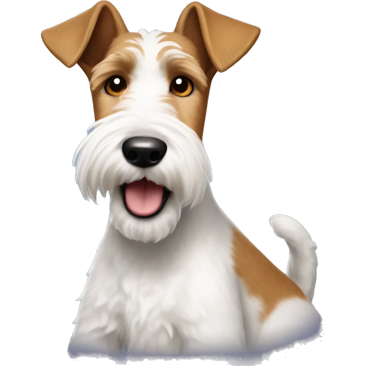 Wire fox terrier making a cheeky face emoji