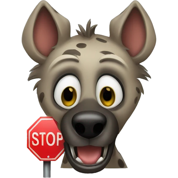 hyena holding stop sign emoji