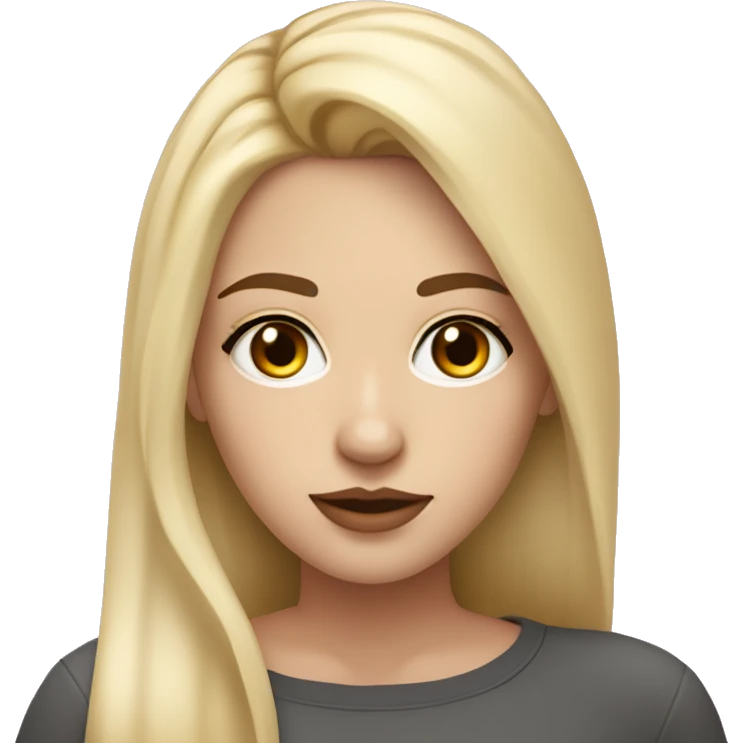 blonde girl with central heterochromia,plump lips,hair lower than shoulders,straight nose and dark eyebrows and good lashes emoji