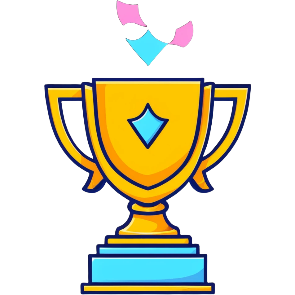 Trophy with confetti celebration for good job emoji
