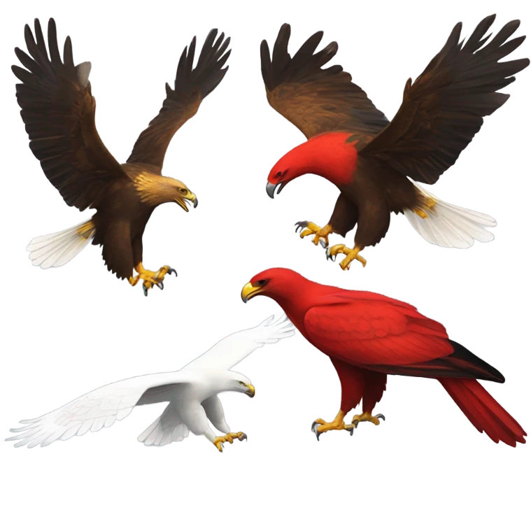 Golden eagle battling a red cardinal emoji