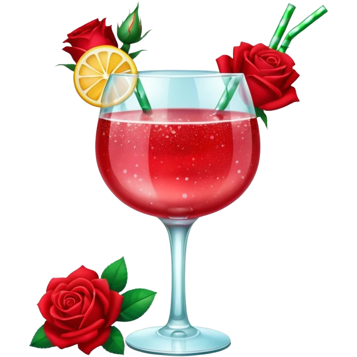 Glittery with roses red mocktail emoji