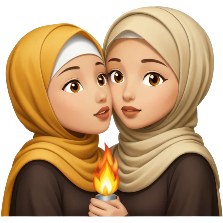girl kiss girl hijab fire emoji