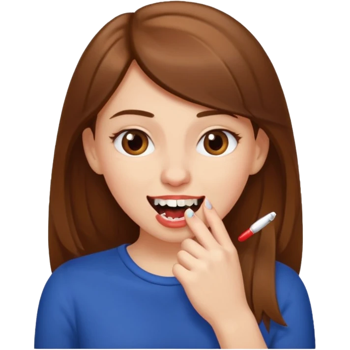 Une fille brune et blanche qui se mord l'ongle avec ses dents comme si elle draguait qqn emoji