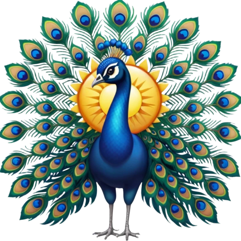 Realistic 🦚 with a sun behind it emoji