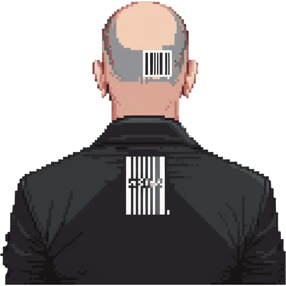 hitman agent 47 with barcode emoji