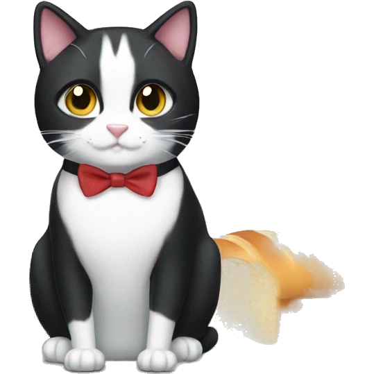 Tuxedo cat making loaf emoji