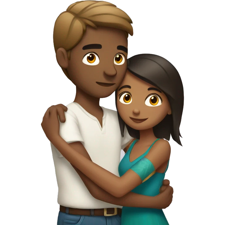 White guy hugging pretty indian girl emoji