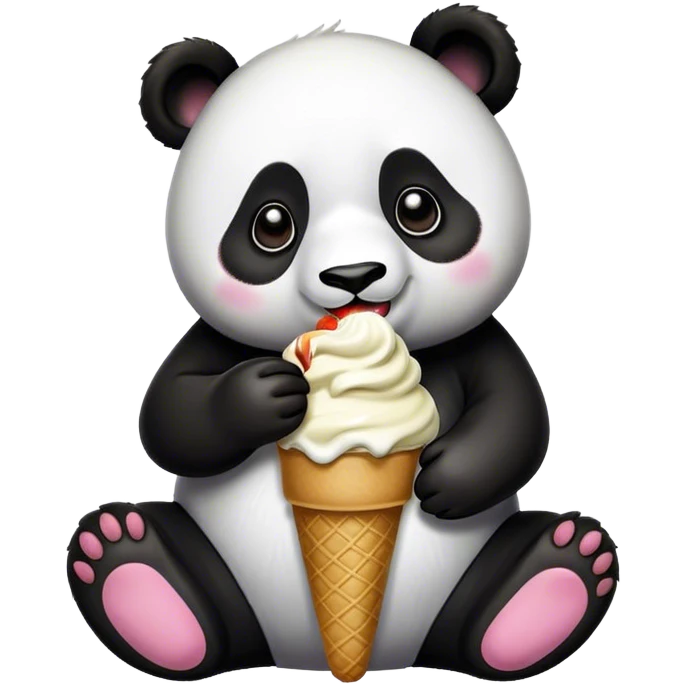 Panda eating ice cream.hd emoji