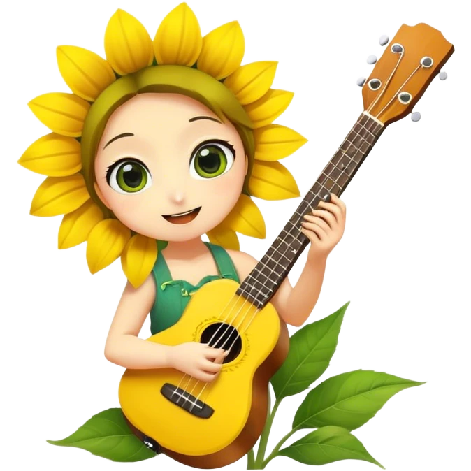 Anime Sunflower playing ukulele emoji