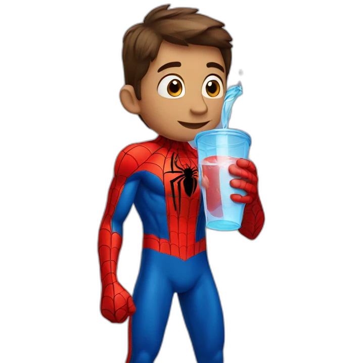 spiderman drinking water emoji