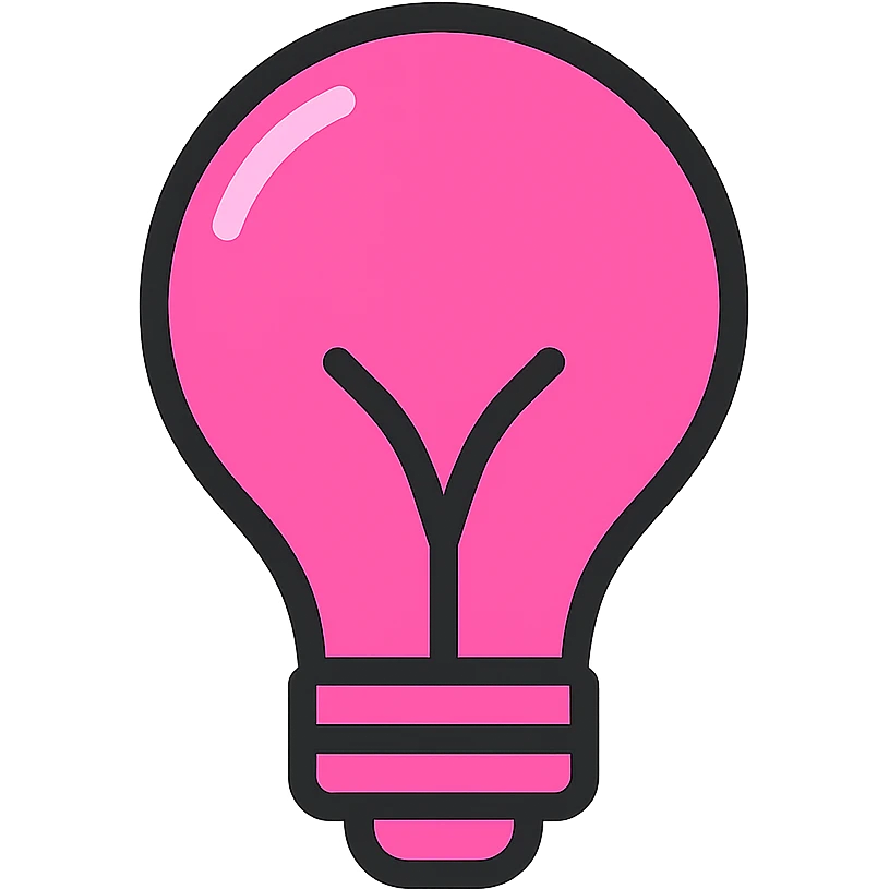 simple and clear pink light bulb icon emoji