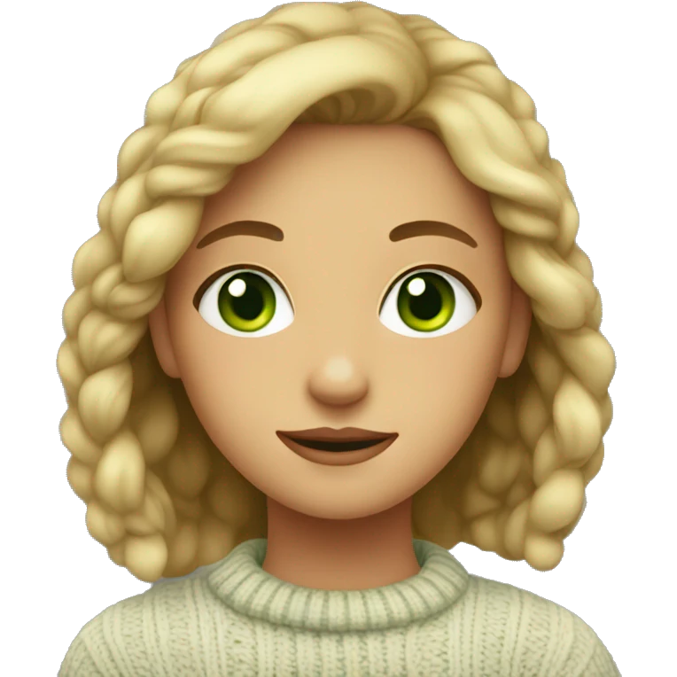 girl in sweater indoors with green eyes  emoji