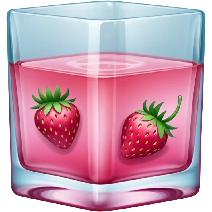 A glass square of mezcal pink and strawberry  emoji