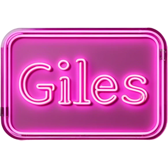 Pink neon sign with the word Giles emoji
