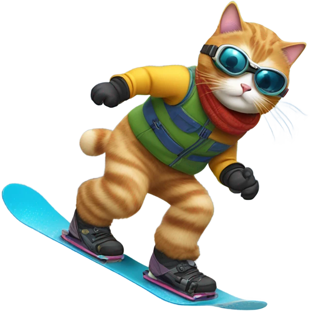 Cat snowboarding emoji
