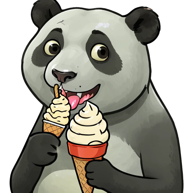 Panda eating ice cream emoji