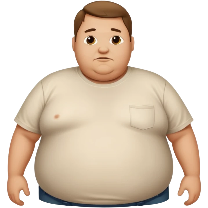 Hombre obeso mórbido con la barriga saliendo de la camisa emoji
