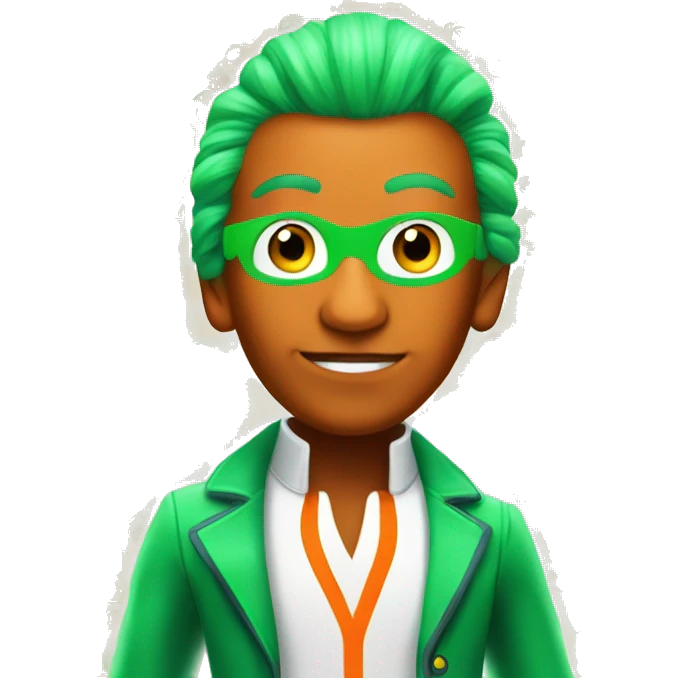 Oompa loompa with neon orange skin and green hair emoji