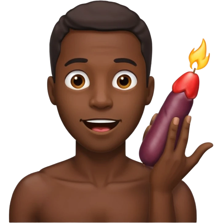 Black guy stroking his large penis while being excited  emoji