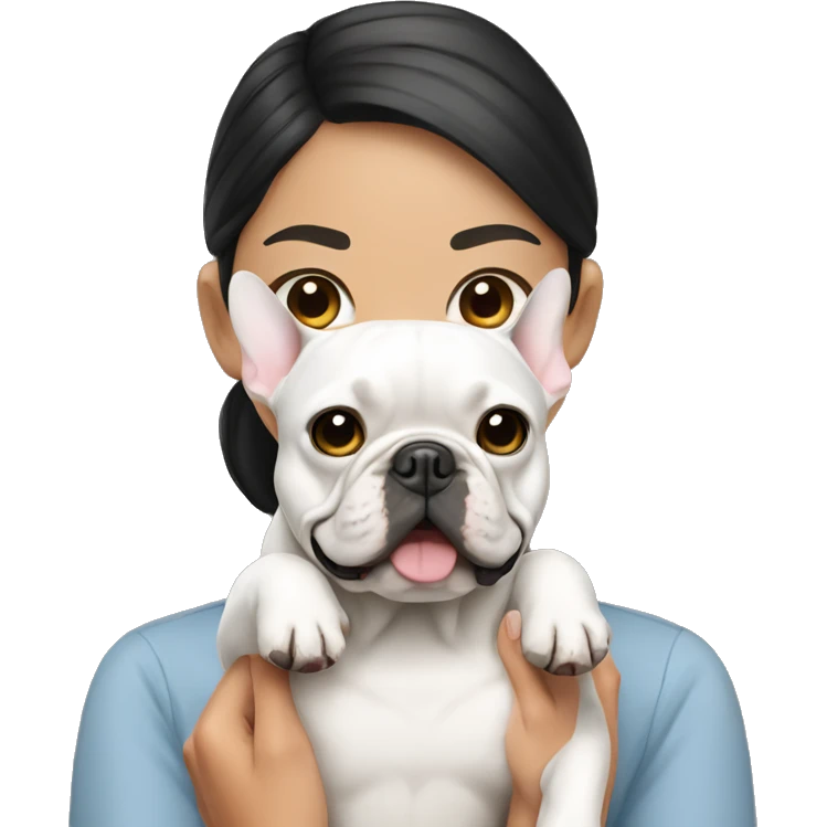 asian girl with her french bulldog emoji