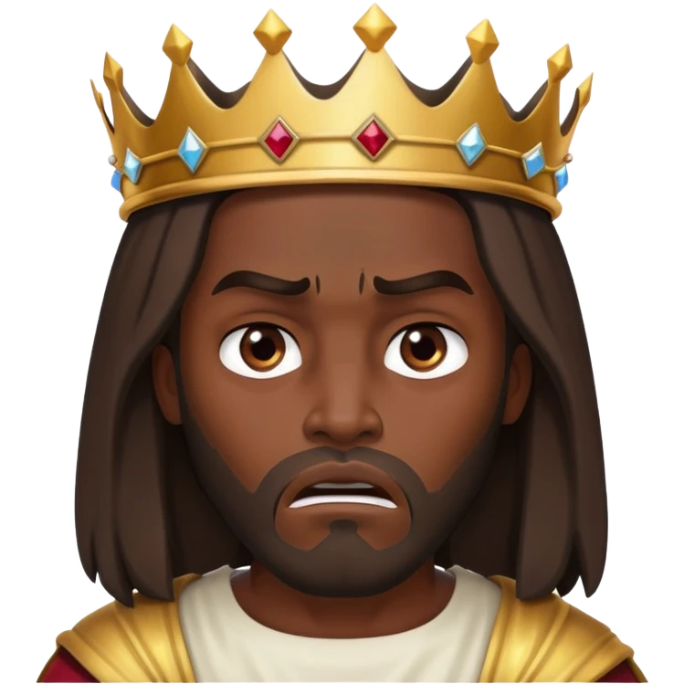 Dark skin Jesus with crown awoke angry emoji