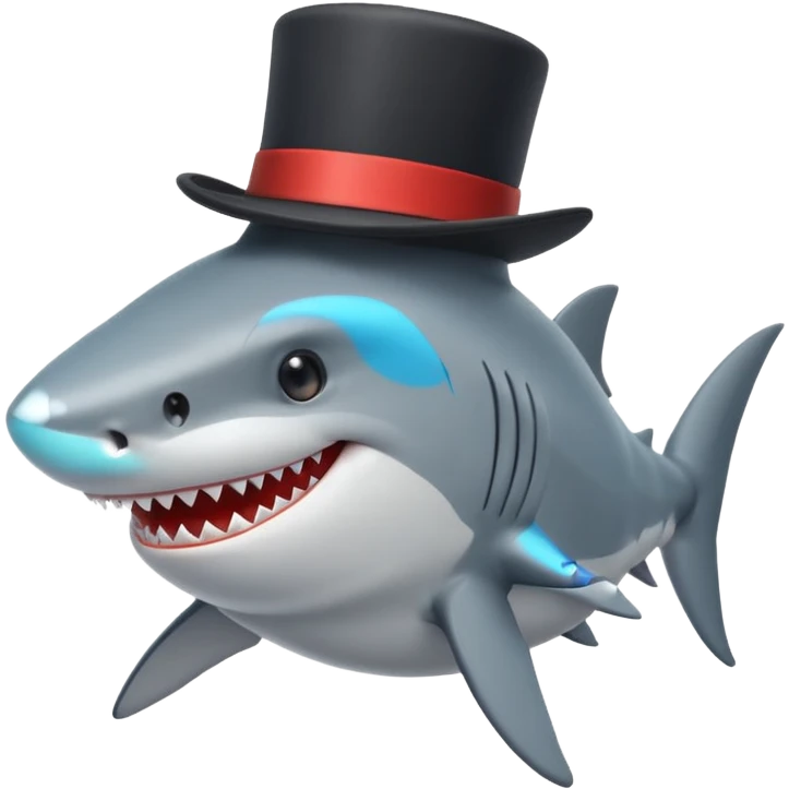 Shark with a top hat emoji
