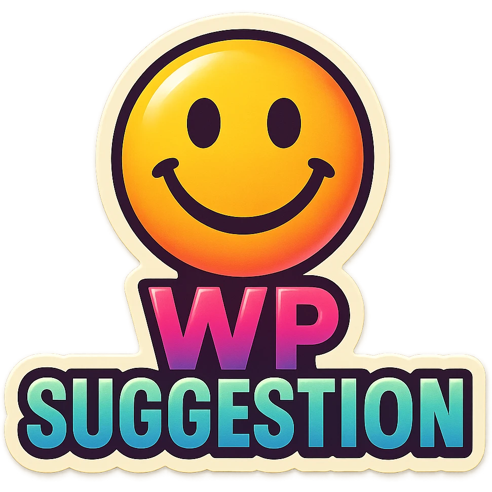 emoji with the text 'WP suggestion' in a retro stickers style, suitable for IT team Slack reactions emoji