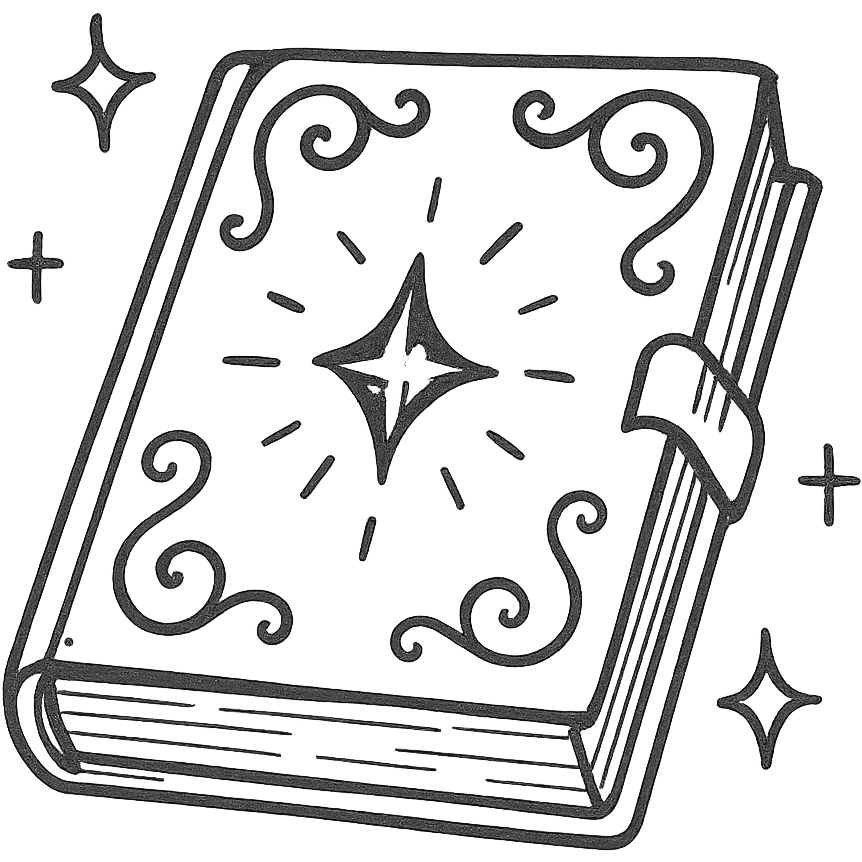 Магическая закрытая книга  — декоративная обложка   Обложка украшена винтажными завитками,  таинственным сиянием. emoji