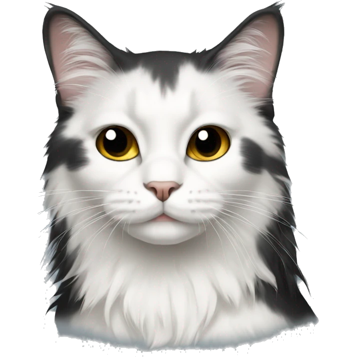 long haired cat half black half white emoji