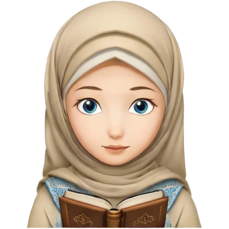 Turkish blonde bloom design Hijabi girl with blue eyes and beautiful finish reading quran emoji