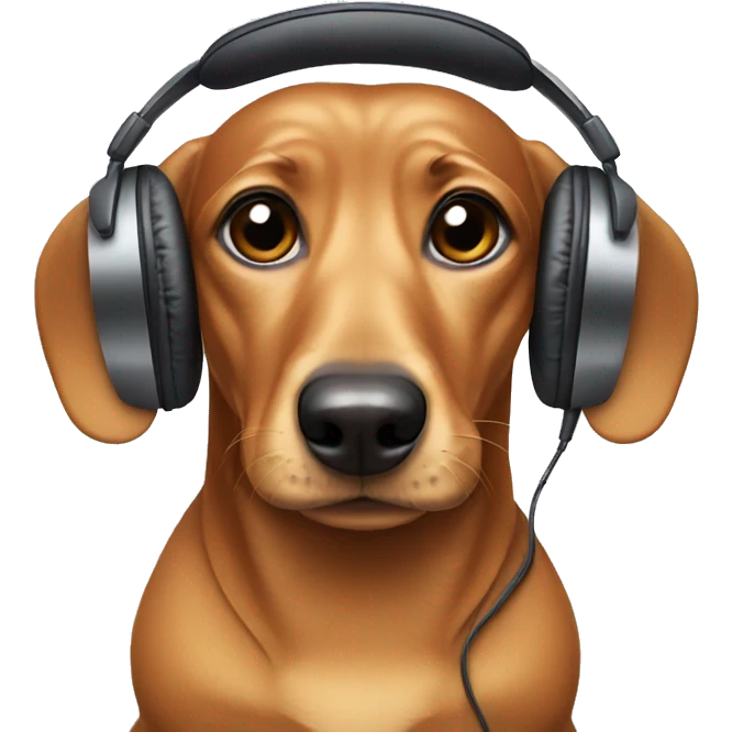 Sad Dachshund with headphones emoji