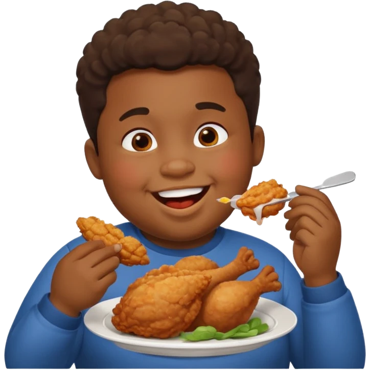 A big fat black boy eating chicken emoji