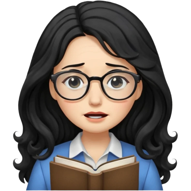 Long Hair Women with Book, Black wavy hair, crying

 emoji