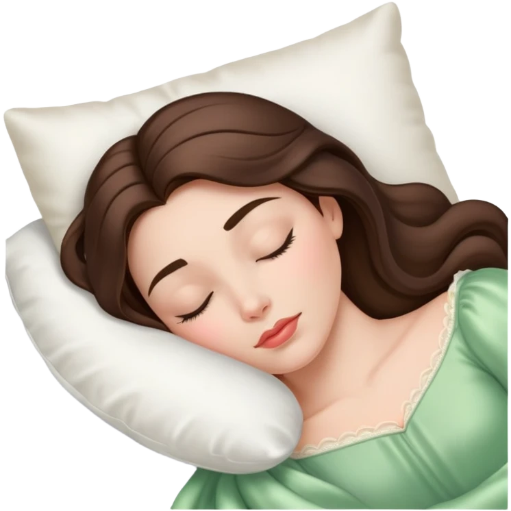 sleeping beauty brunette white girl with a silk pillow emoji