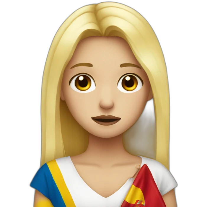 Crying blond girl with Spanish flag emoji