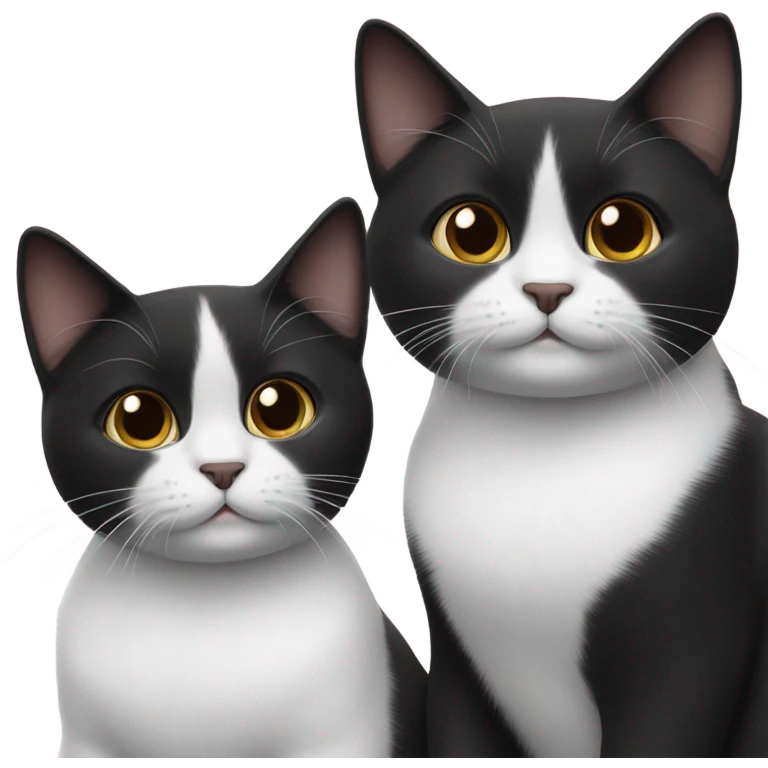 Two black and white cats sitting next to each other emoji