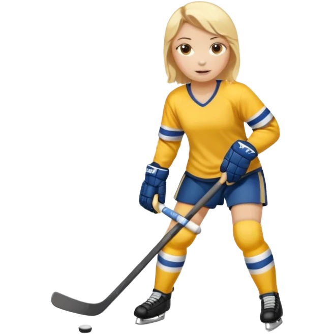 Girl hockey player with yellow jersey full body emoji