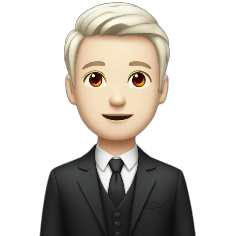 attractive Boy, red eyes, White haircut, pale-skin, dark suit emoji