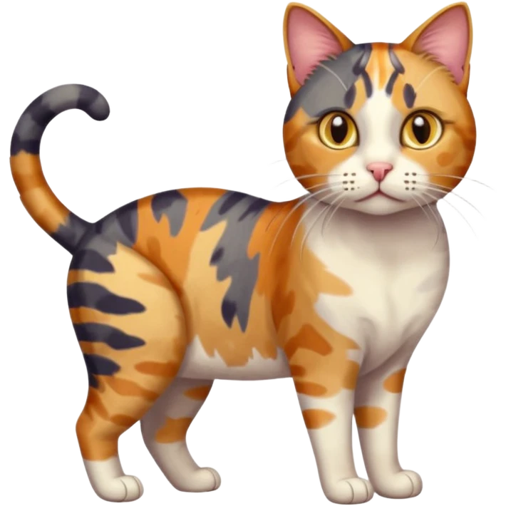 full body anxious looking colourful patchy calico tabby cat emoji