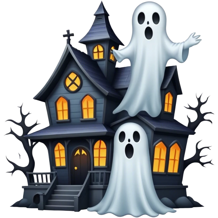 Haunted house with a ghoste emoji