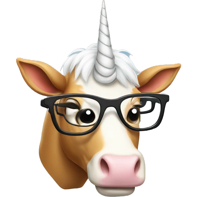 Heffer with unicorn horn and glasses emoji