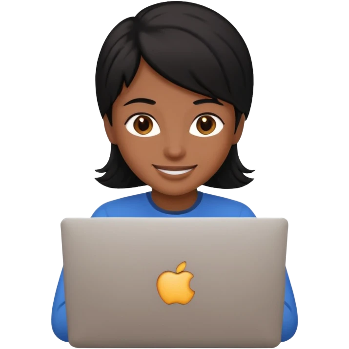 make an emoji of a black hair developer behind laptop emoji