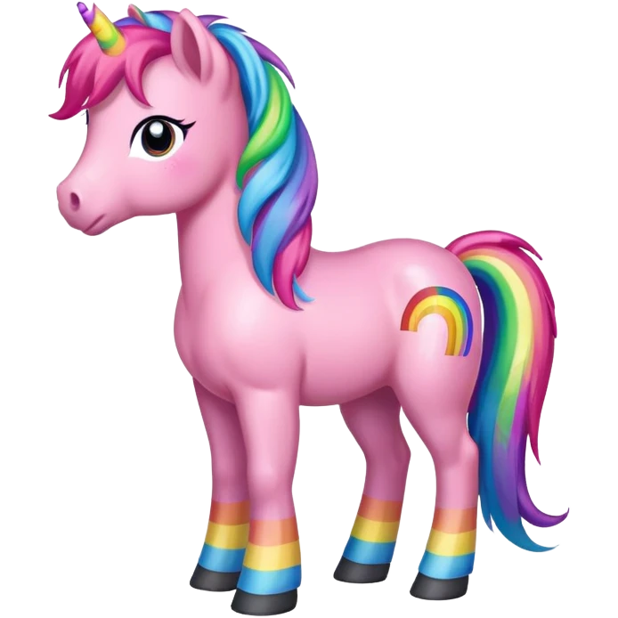 pink pony with rainbow hair full height standing emoji